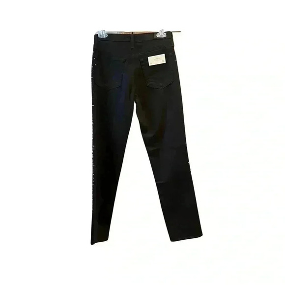 AG Adriano Goldschmied Jeans Isabelle Straight cropped studded trim black 26 - Picture 7 of 12